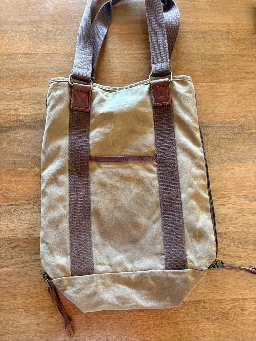 Duluth Trading Co brown  Canvas Messenger Bag with Brown Straps